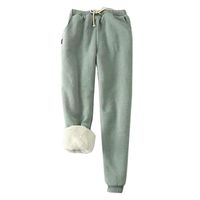 Toimothcn Women's Home Lounge Pants Winter Warm Sherpa Lined Athletic Sweatpants Jogger Fleece Trousers(Green,L)