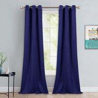 NICETOWN Window Drapes Long Curtains - Living Room Panels Grommet Top Window Treatment for Hall & Guest Room (Navy Blue, 42 inches Wide x 90 inches Long, 2 Pieces)