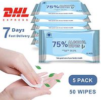 Alcohol Disinfectant Wipes 75% Alcohol Wet Wipes, Large Portable Hand Alcohol Wipes Disposable Sterilization Wipes for Antiseptic Skin Cleaning Care(5Packs,50Wipes)