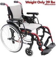 Karman Healthcare S-Ergo 305 18" Seat Width, Ultra Lightweight Ergonomic Wheelchair, Quick Release Wheels - 29 lbs in Rose Red
