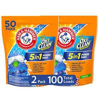 Arm & Hammer Plus OxiClean 5-in-1 HE Laundry Power Paks, 2 pack, 50 count pods, 100 loads