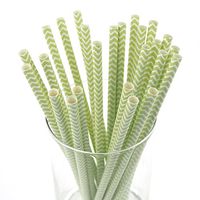 Homeford Firefly Imports Chevron Paper Straws, 7-3/4-Inch, 25-Pack, Light Green, 7-3/4"