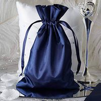Tableclothsfactory 60PCS Navy Blue Satin Gift Bag Drawstring Pouch Wedding Favors Bridal Shower Jewelry Bags - 6"x 9"