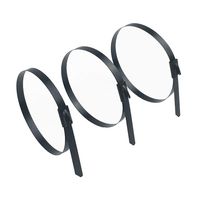 BestTong 14 Inch Long Black Stainless Steel Heavy Duty Exhaust Wrap Straps Header Wrap Exhaust Wrapping Multi-Purpose Locking Cable Metal Zip Ties PVC Coated 100PCS