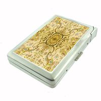 Perfection In Style Metal Cigarette Case with Built in Lighter Vintage Wallpaper Design 002