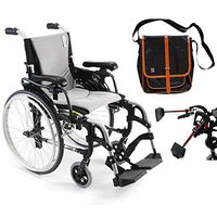 Karman S-Ergo 305 Ultra Lightweight Ergonomic Wheelchair | Upgraded to Elevating Legrests | Seat Size 16" X 17" | Frame Color Pearl Silver & Free Black Medical Utility Bag with Trim!