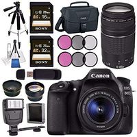 Canon EOS 80D DSLR Camera with 18-55mm Lens + Canon EF 75-300mm Lens + 58mm Wide Angle Lens + 58mm 2X Lens + Canon 100ES EOS Shoulder Bag Bundle