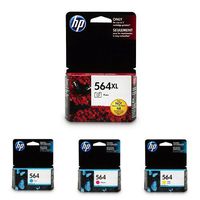 HP 564XL/564 High Yield Black and Standard C/M/Y Color Ink Cartridges