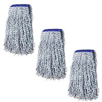 KLEEN HANDLER Nano Microbial Cut End Finish Mop | 1.25" Universal Headband, Pack of 3