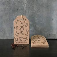 East Of India Kraft Brown Fir and Berry Tags x 6