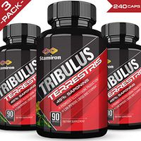 (3-Pack) Stamiron Tribulus Terrestris Extract Powder Capsules Powerful Test & Ntiric Oxide Boost with Estrogen Blocker - 45% Steroidal Saponins 1300mg 90 Count