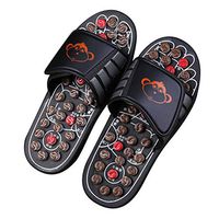 Jmung Massage Slippers Foot Care Reflexology Sandals with Natural Acupuncture Stones Mules Slippers Unisex Adult