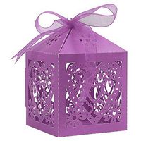 100pcs Dark Purple Paper Candy Gift Box Laser Cut Wedding Favor Love Heart Party Decor Party Supplies tokoeasy