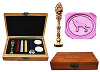 MNYR Vintage Wolf Howl Animal Decorative Luxury Wood Box Rose Gold Metal Peacock Wedding Invitations Gift Cards Paper Stationary Envelope Custom Wax Seal Sealing Stamp Stick Melting Spoon Wood Box Set
