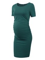 Liu & Qu Women's Maternity Bodycon Ruched Side Dress Casual Short & 3/4 Sleeve Dress for Daily Wearing Or Baby Shower