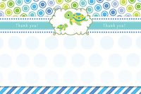 30 Blank Thank You Cards Turtle Under The Sea Design Baby Shower Party Unisex Blue Green Yellow + 30 White Envelopes