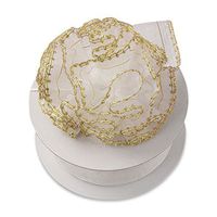 1 1/2" X 25 Yards White Lace Edge Organza Ruffle Bow