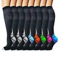 8 Pack Copper Knee High Compression Socks For Men & Women-Best For Running,Athletic,Pregnancy and Travel -15-20mmHg (S/M, Multicoloured)