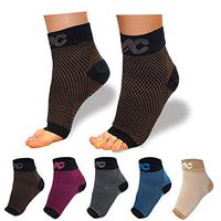 ACTINPUT Compression Foot Sleeves for Men & Women - Best Plantar Fasciitis Socks with Arch Support (Black/Brown, X-Large)