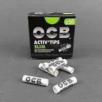 50 OCB Slim 7mm Activated Charcoal Filters ACTIV'TIPS - 1 Box