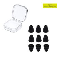 YEHTEH Triple Flange Ear Tips Replacement Silicone Earbud, for Two Way Radio Earpiece Acoustic Tube. Noise Reduction Three Flange Ear Tips Replacement. Pack of 9 pcs. (Black)