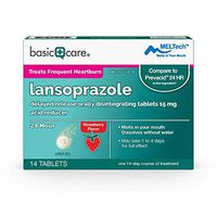 Basic Care Lansoprazole Delayed Release Orally Disintegrating Tablets 15 mg, Acid Reducer, 14 Count