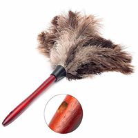 20cm Anti Static Natural Fall Ostrich Fur Feather Duster Brush Wood Handle Household