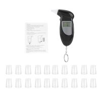 Alcohol Tester, Digital LCD Screen Alcohol Breath Tester Portable Keychain Breath Analyzer, Black (20pcs Mouthpiece)