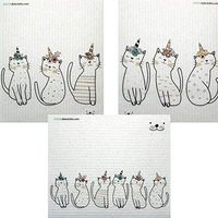 Mixed Caticorn Set of 3 Cloths (one of Each Design) Swedish Dishcloths | ECO Friendly Absorbent Cleaning Cloth | Reusable Cleaning Wipes