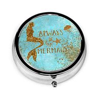 Always Be A Mermaid Round Pill Case Pill Box 3 Compartment Drug Containers Small Portable Pill Case Holder