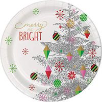 Creative Converting 332081case Bright Christmas Tree Paper Plates, One Size, Multicolor