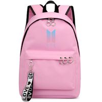 Hosston Kpop BTS Bangtan Boys Backpack Unisex Casual Schoolbag Laptop Bag College Bag Travel Rucksack Nice Gift for A.R.M.Y(Pink 01-BTS)