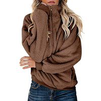 SUIKI Women Warm Fluffy Winter Top Sweatshirt Ladies Pullover Jumper Blouse Outwear Outerwear with Zipper