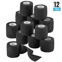 Self-Adherent Cohesive Bandage - 12 Pack Bulk | Black Self-Adhering Medical Wrap | 2" Wide x 5 Yards Athletic Sports Tape Sweat & Water Resistant, First Aid