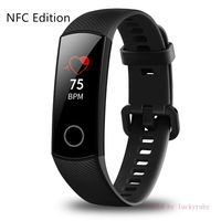 Huawei Honor Band 4 6-Axis Inertial Heart Rate Monitor Infrared Light Wear Detection Sensor Full Touch AMOLED Color Screen Home Button All-in-One Activity Tracker 5ATM Waterproof (NFC-Black)