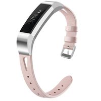 OenFoto Bands Compatible Fitbit Alta/Alta HR/Ace, Adjustable Classic Genuine Leather Wristband Replacement Watch Band Strap Accessory Bracelet for Fitbit Alta/Alta HR/Ace Smart Watch,Pink Small