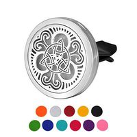 HOUSWEETY Car Air Freshener Aromatherapy Essential Oil Diffuser - Celtic Knot Stainless Steel Locket,11 Refill Pads (Celtic Knot)