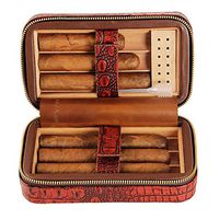 Smoking Set/Leather Cigar Box - with Humidifier Tray Straw Cedar Wood Lining Leather Travel Portable Can Accommodate 6 Cigar Cigar Humidors Men's Gift Box Mute