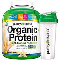 Purely Inspired Organic Protein Shake Powder + Shaker Bottle, 100% Plant Based with Pea & Brown Rice Protein (Non-GMO, Gluten Free, Vegan Friendly), French Vanilla, 4lbs
