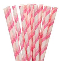Biodegradable Paper Straws Light Pink And Hot Pink Striped (75)