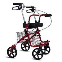 HAREY Folding Rollator Walker with Seat,4 Wheel Transport Walker Lightweight Mobility Aid Adjustable Compact Walking Aids for Seniors, The Elderly, Handicap