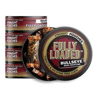 Fully Loaded Chew Tobacco and Nicotine Free Straight Bullseye Pouches Authentic Flavor, Chewing Alternative-5 Cans