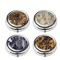 Pill Box Set of 4 - Lizimandu Compact 3 Compartment Medicine Case, Pill Box for Pocket or Purse (Animal)