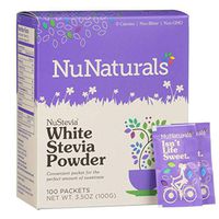 NuNaturals White Stevia Powder, All Purpose Natural Sweetener, Sugar-Free, 100 Packets