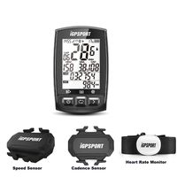 Wireless Bike Computer, iGPSPORT GPS Cycling Computer with Chest Heart Rate Monitor Belt + Speed Sensor + Cadence Sensor with ANT+ Bluetooth Function