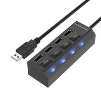 Alisena 4-Port USB 2.0 Hub Splitter Switches for Mobile Phone