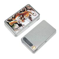 KAKAKA Metal Full Pack 20 Regular Cigarettes Case/Box with Lighter USB Rechargeable, Flameless, Windproof (Silver Tiger)