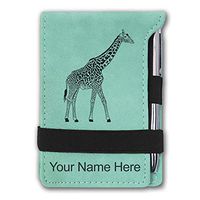 Mini Notepad, Giraffe, Personalized Engraving Included (Teal)