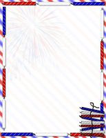 Red White & Blue 4th Of July Firecrackers Stationery Paper 26 Sheets