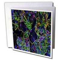 Lilac Peruvian and Lilies in Neon - Greeting Cards, 6 x 6 inches, set of 12 (gc_8099_2)